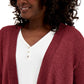 Cardigan feminino com bainha texturizada e frente em cascata, tamanho X-G, vermelho, da coleção JM