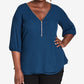 Top feminino City Chic Plus Sexy Fling com zíper frontal, azul, tamanho 20W