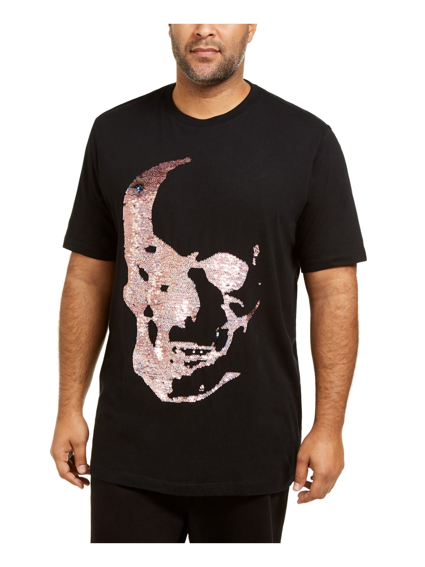 Camiseta masculina com estampa de lantejoulas da INC International Concepts, preta, tamanho 3X
