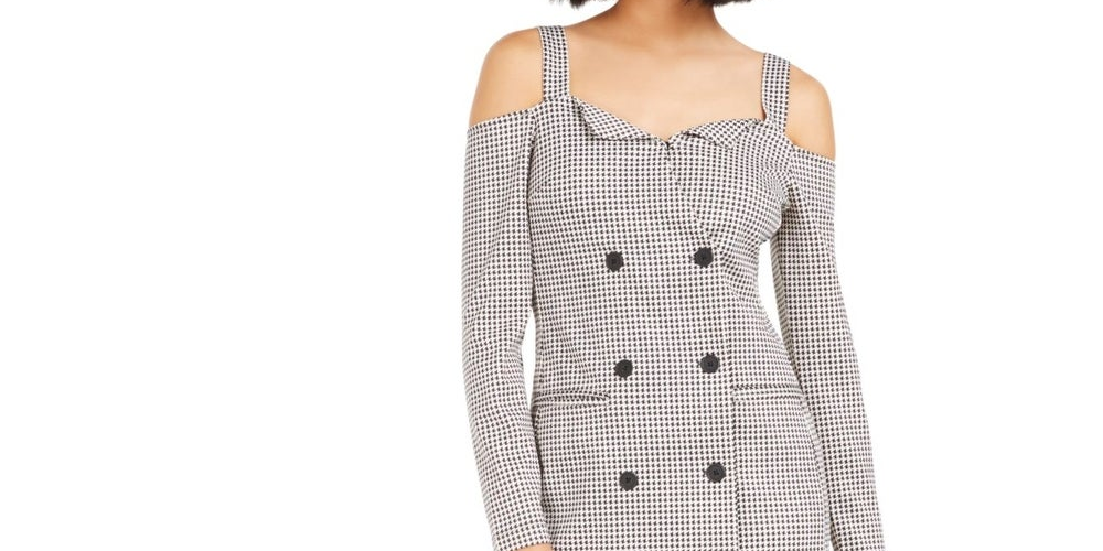 Vestido curto pied-de-poule feminino Marciano, preto, tamanho XX-S