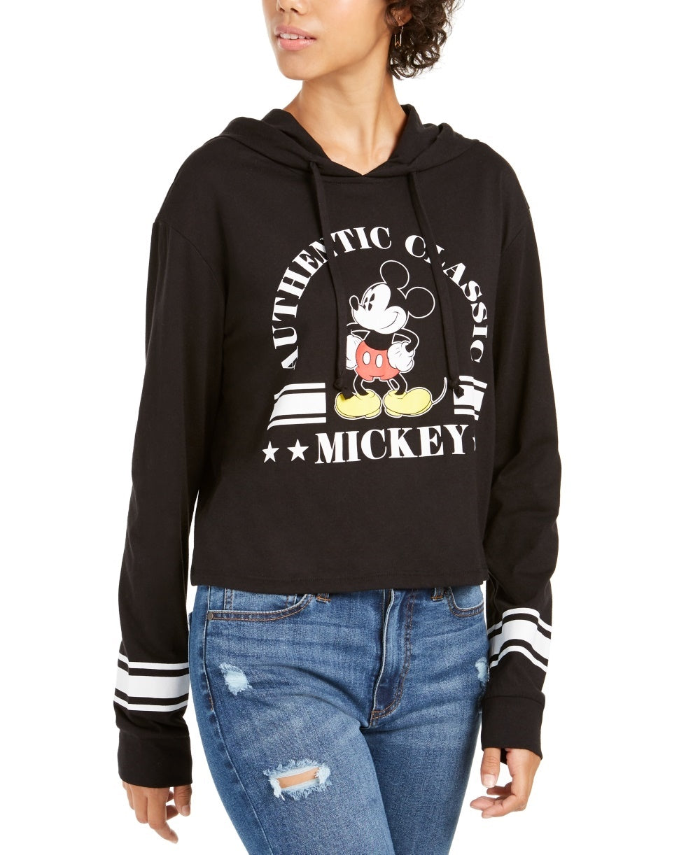 Moletom com capuz estampado Mickey Mouse da Disney Juniors, preto, tamanho extrapequeno