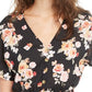 Planet Gold Junior's ' Blusa com estampa floral franzida preta tamanho grande