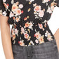 Planet Gold Junior's ' Blusa com estampa floral franzida preta tamanho grande
