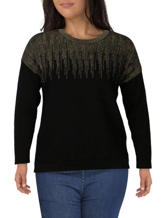 Suéter Alfani Feminino com Detalhe Metálico e Bainha Ventilada, Preto, Tamanho Pequeno 16