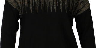 Suéter Alfani Feminino com Detalhe Metálico e Bainha Ventilada, Preto, Tamanho Pequeno 16