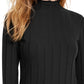 Blusa feminina com gola falsa canelada Kit &amp; Sky, preta, tamanho grande