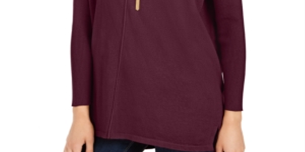 Suéter túnica feminino com costura frontal estilo &amp; co, vinho, tamanho pequeno M