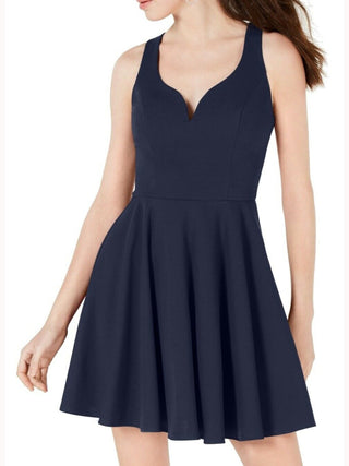 B Darlin Junior's Sweetheart Neck Open Back Party Dress Blue Size 5-6