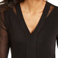 Thalia Sodi Top de malha feminino com manga de malha, preto, tamanho pequeno