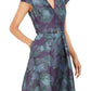 Vestido feminino Vince Camuto com cinto e estampa floral, ajuste evasê, azul, tamanho 4