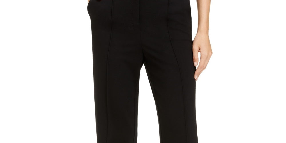 Calça feminina Alfani cintura alta plissada perna larga preta tamanho 6