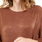 Blusa feminina Alfani de cetim com manga dolman e bolhas, marrom, tamanho pequeno