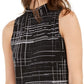 Blusa assimétrica estampada feminina Alfani, preta, tamanho médio