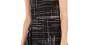 Blusa assimétrica estampada feminina Alfani, preta, tamanho médio