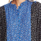Blusa feminina CeCe com estampa floral e manga comprida, azul, tamanho grande