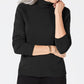 Karen Scott Suéter feminino de gola alta, preto, tamanho X-S