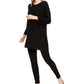 Suéter túnica feminino Eileen Fisher em mistura de linho orgânico, preto, tamanho XX-S