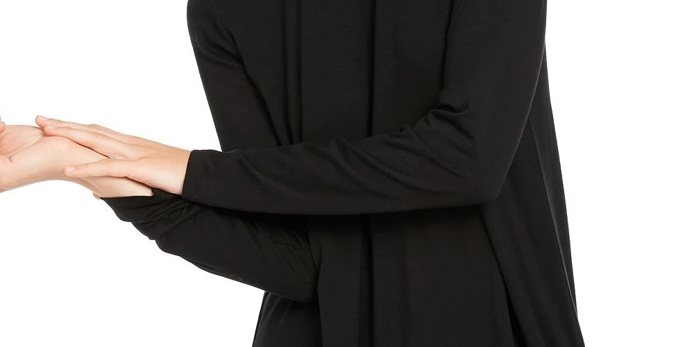 Túnica feminina Eileen Fisher com gola franzida, preta, tamanho extrapequeno