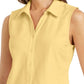 Camisa feminina sem mangas Charter Club Cotton Piquet, amarela, tamanho 8
