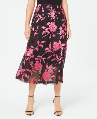 Saia evasê com estampa floral feminina Alfani, rosa, tamanho 10, pequena