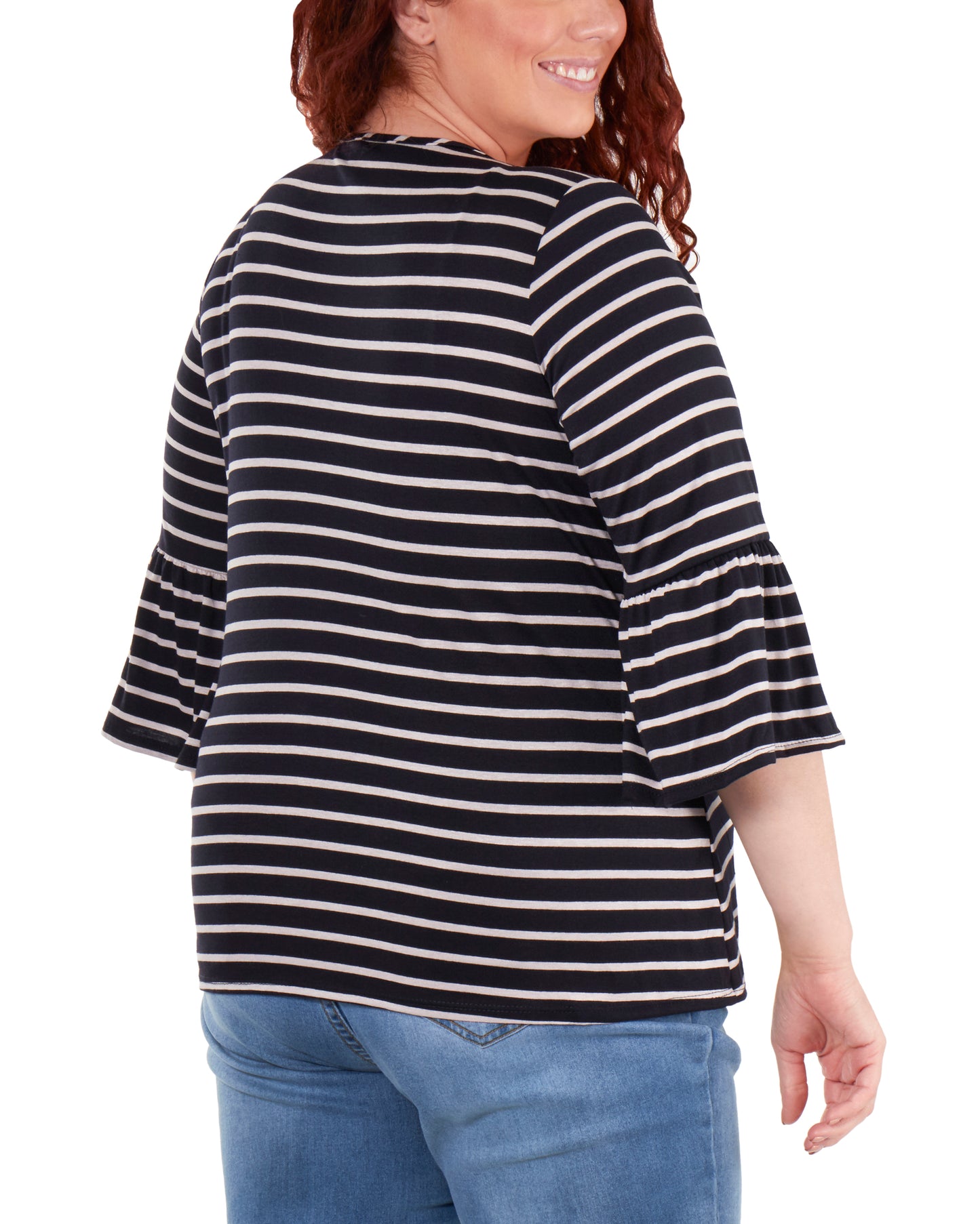 Blusa feminina NY Collection Plus com manga sino e detalhes em crochê, azul, tamanho 2X