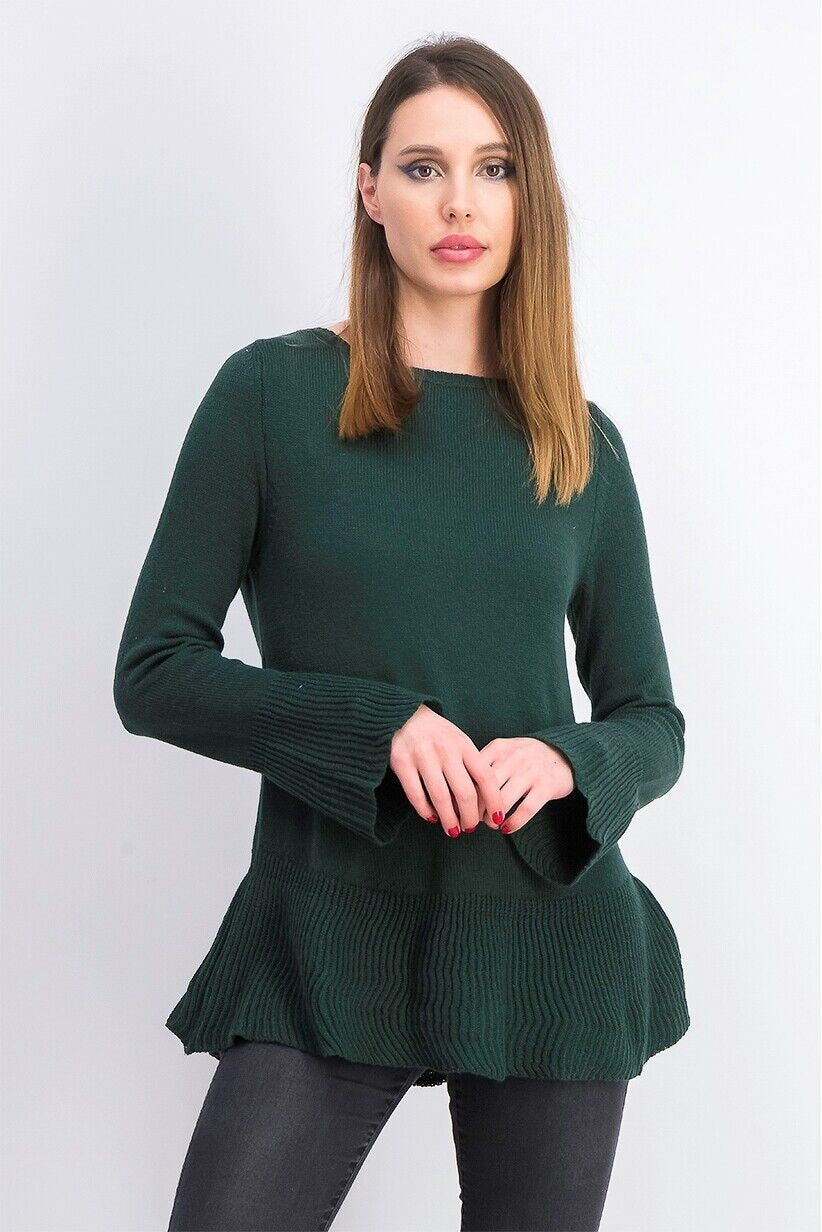 Suéter de malha com babados feminino Style &amp; Co, verde, tamanho grande