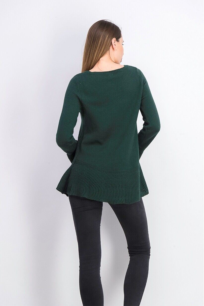 Suéter de malha com babados feminino Style &amp; Co, verde, tamanho grande