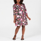 Vestido estampado feminino Karen Scott com decote redondo, preto, vários tamanhos, pequeno P