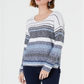 Suéter listrado com ombros caídos feminino Style &amp; Co, azul, tamanho pequeno P