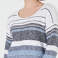 Suéter listrado com ombros caídos feminino Style &amp; Co, azul, tamanho pequeno P