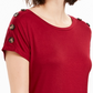 Blusa feminina NY Collection com mangas abotoadas, vermelha, tamanho pequeno e pequeno