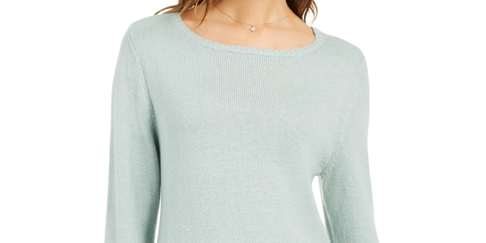 Suéter de malha com babados feminino Style &amp; Co, verde, tamanho médio