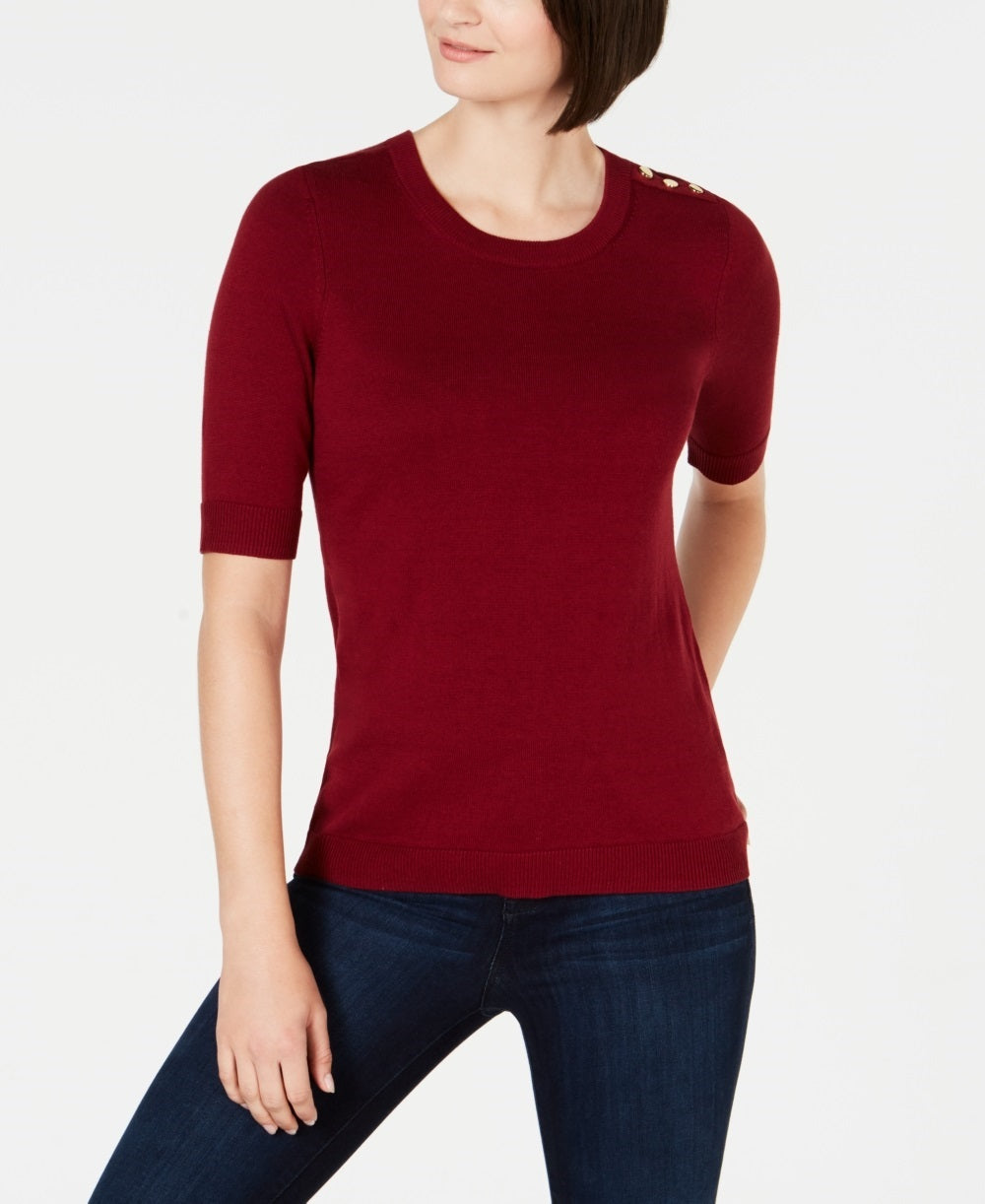 Suéter feminino Charter Club com manga cotovelo, vinho, tamanho pequeno e pequeno