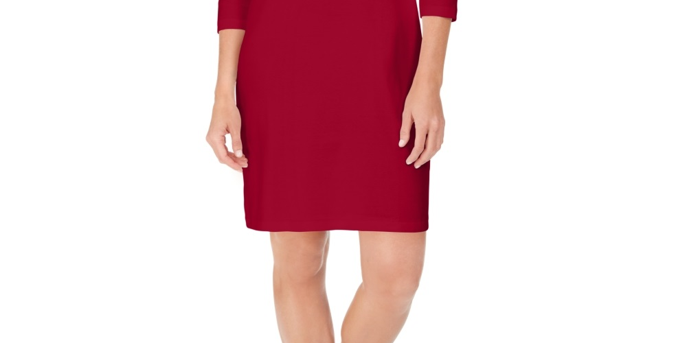 Vestido esportivo feminino Karen Scott de algodão com ferragens, vermelho, tamanho pequeno