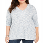 Suéter feminino plus size Space Dye em malha túnica azul tamanho 0X da Style &amp; Co