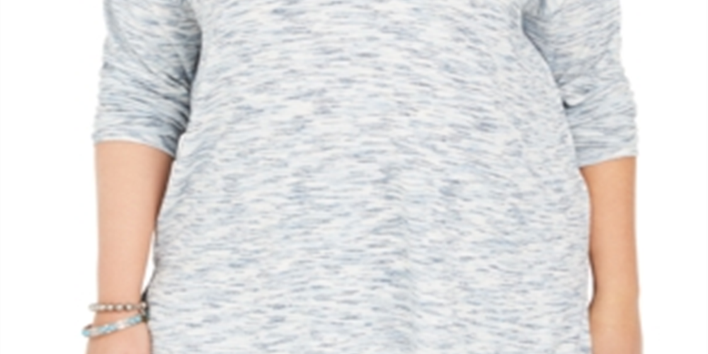 Suéter feminino plus size Space Dye em malha túnica azul tamanho 0X da Style &amp; Co