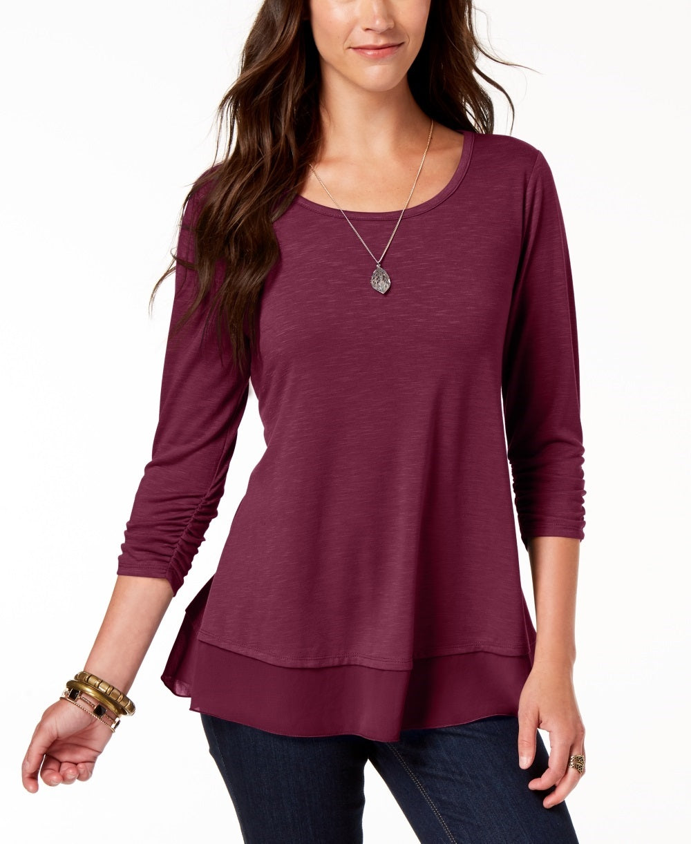 Top de chiffon feminino Style &amp; Co, roxo, tamanho pequeno