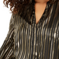 Blusa feminina Alfani com listras metálicas, preta, tamanho grande