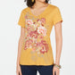 Blusa feminina com estampa floral e decote em V, amarela, tamanho extrapequeno, da Style &amp; Co
