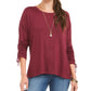 Blusa feminina com cordão e punho, estilo &amp; co, vermelha, tamanho X-S