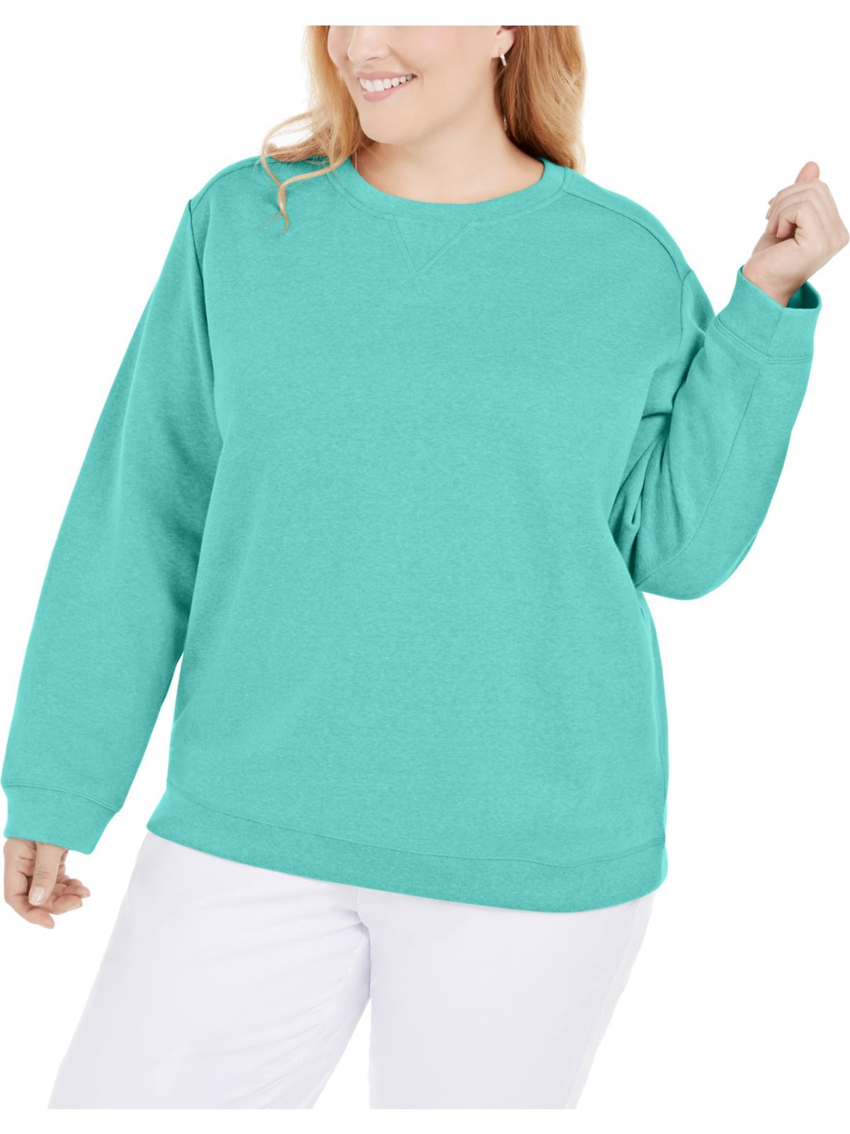 Moletom feminino Karen Scott Plus Azul-petróleo-Aqua Tamanho 0X