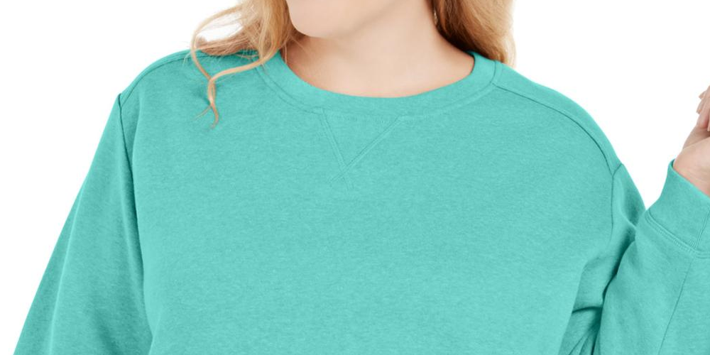 Moletom feminino Karen Scott Plus Azul-petróleo-Aqua Tamanho 0X