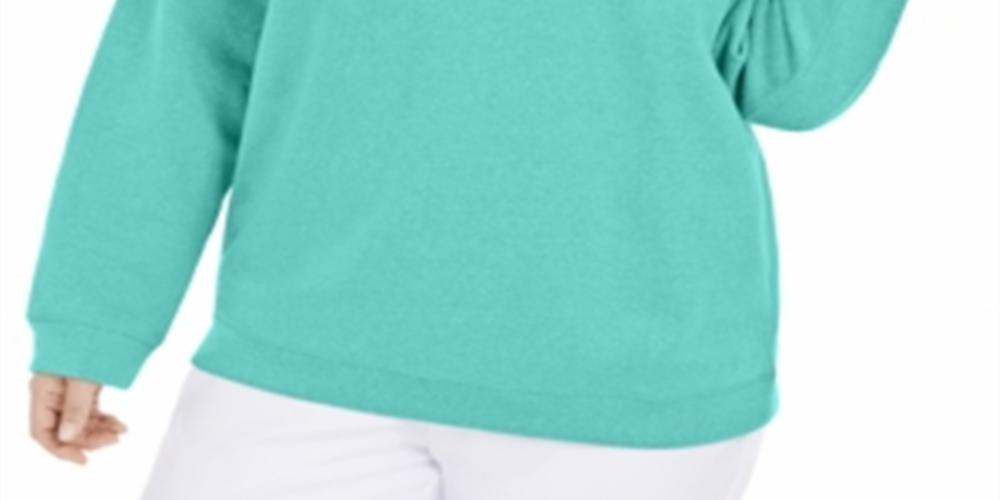 Moletom feminino Karen Scott Plus Azul-petróleo-Aqua Tamanho 0X