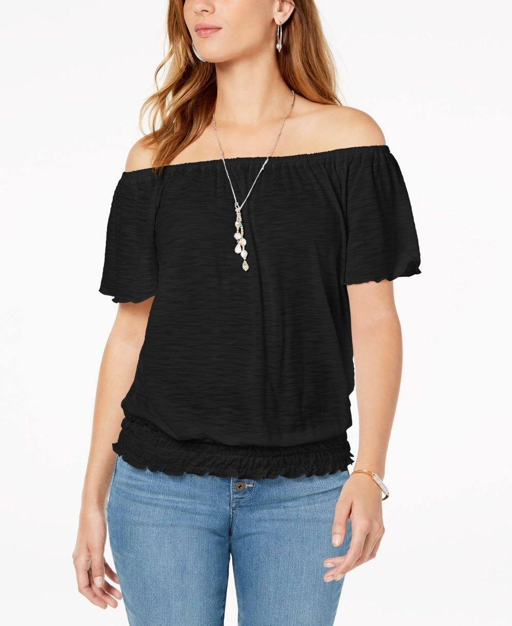 Blusa feminina conversível ombro a ombro preta tamanho X-S