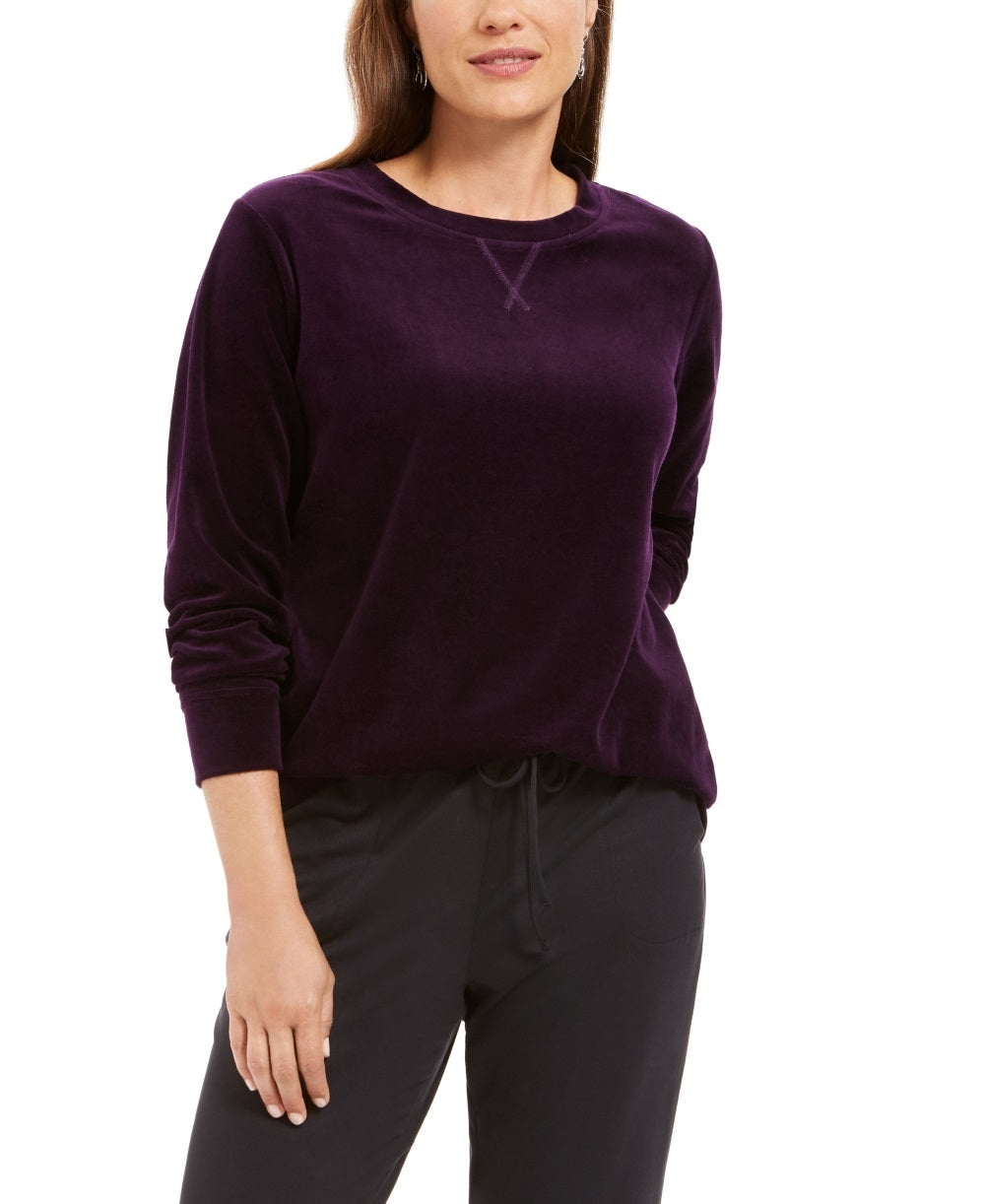Karen Scott Moletom Feminino Veludo Pulôver Roxo Tamanho Pequeno Grande