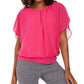 Blusa feminina com mangas esvoaçantes JM Collection, rosa, tamanho X-S