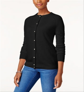 Karen Scott Cardigan Feminino Luxsoft Botão Preto Tamanho Pequeno GG