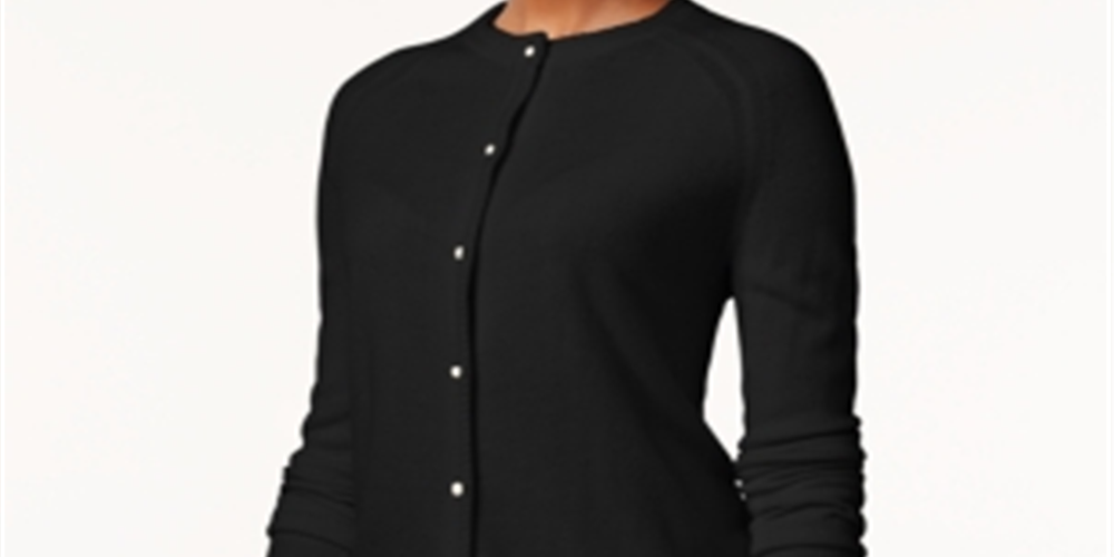 Karen Scott Cardigan Feminino Luxsoft Botão Preto Tamanho Pequeno GG