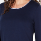 Blusa feminina Karen Scott com bainha estampada e manga 3/4, azul, tamanho pequeno