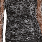 Blusa feminina justa com estampa paisley e manga comprida, gola alta, preta, tamanho extrapequeno, da INC International Concepts